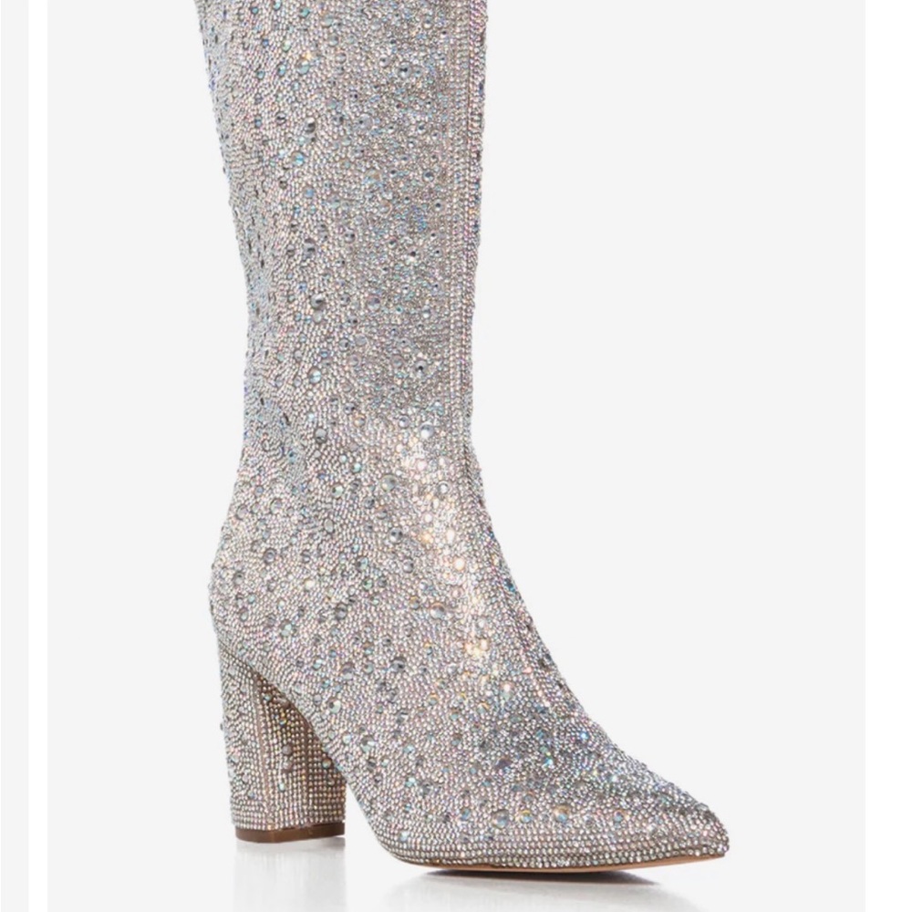 AZALEA WANG Peachy Pie Silver Embellished PVC Boot In Silver - Picture 4 of 8